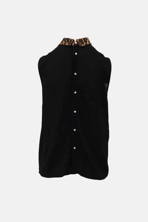 2018 Printed Collar Top
