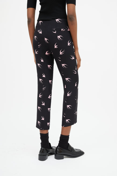 Miu Miu SS 2010 Black & Pink Printed Silk Trouser