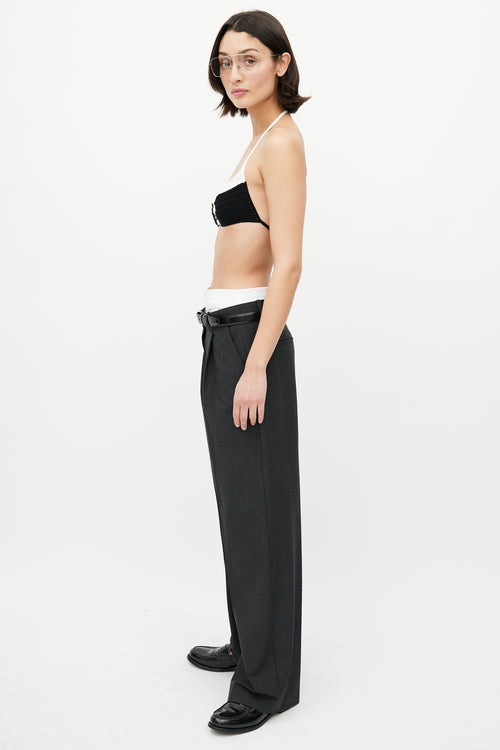Miu Miu Black & White Crochet Cotton Bra Top