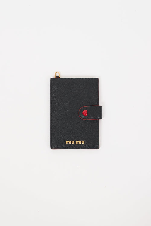 Miu Miu Black & Red Madras Love Lanyard Bifold Wallet