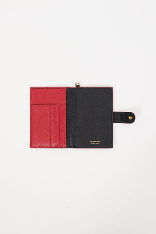 Miu Miu Black & Red Madras Love Lanyard Bifold Wallet