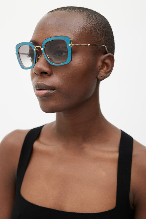 Miu Miu Blue & Gold SMU07O Square Sunglasses
