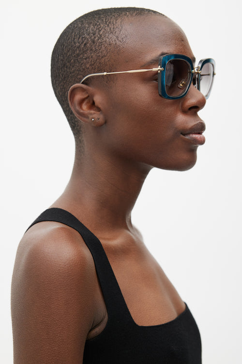 Miu Miu Blue & Gold SMU07O Square Sunglasses