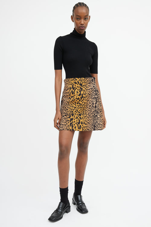 Miu Miu Brown & Black Printed A-Line Skirt