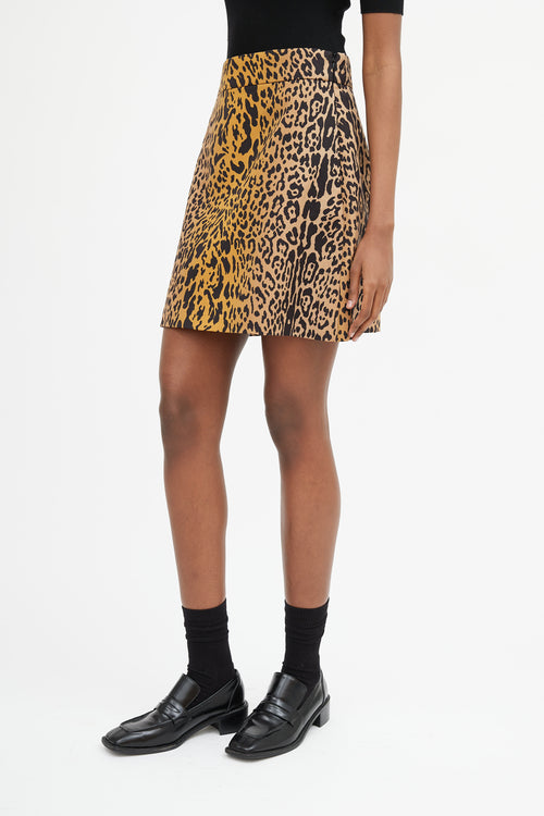 Miu Miu Brown & Black Printed A-Line Skirt