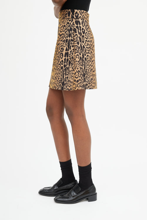Miu Miu Brown & Black Printed A-Line Skirt