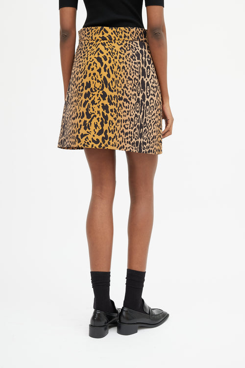 Miu Miu Brown & Black Printed A-Line Skirt