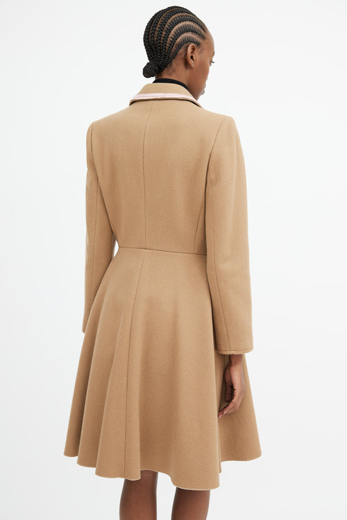 Miu Miu Brown & Pink Trim Collar Coat