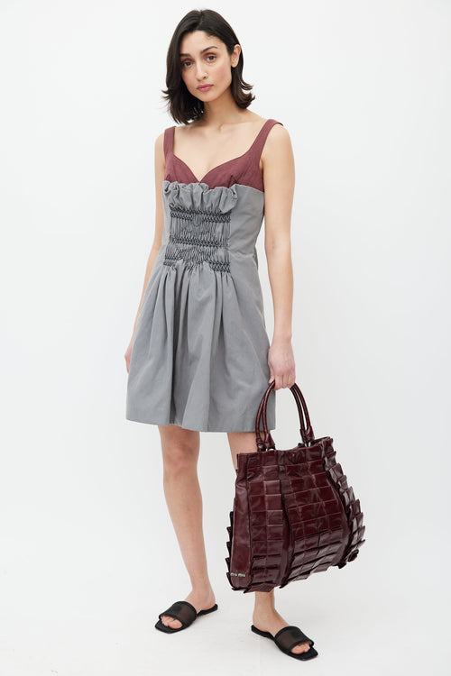 Miu Miu Burgundy Patent Leather Ruffled Bag