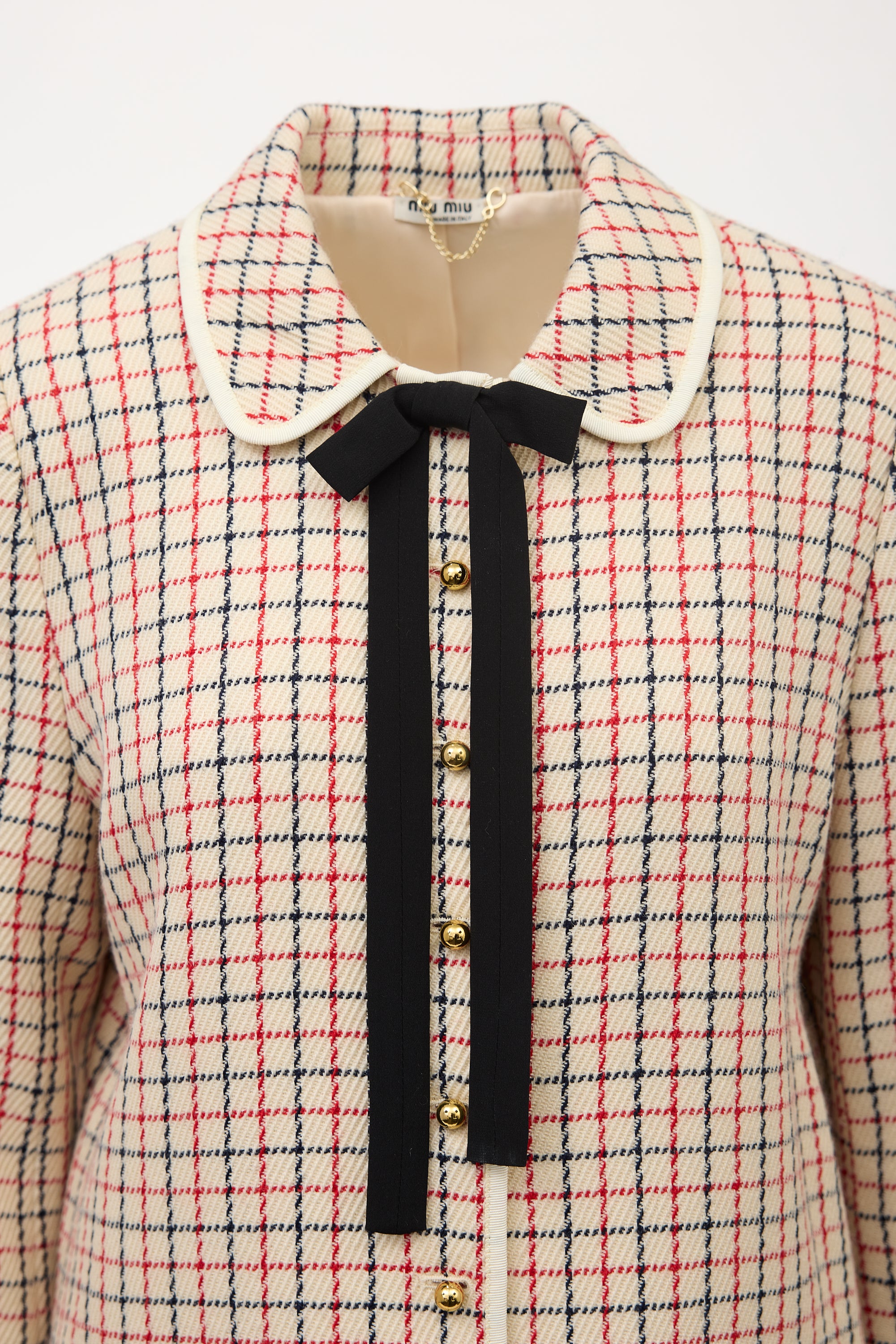 Miu Miu Checked Bow Coat