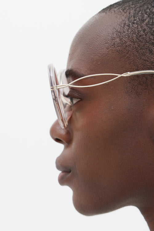 Chloé Pink & Silver CE741SA Iridescent Circular Sunglasses