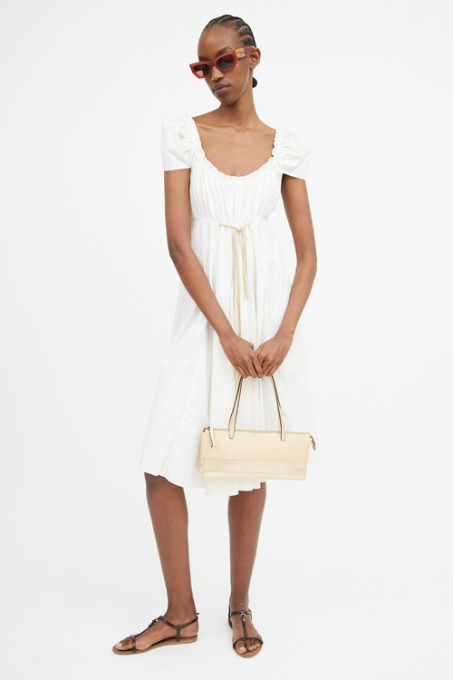 Miu Miu Cream & Gold Leather Shoulder Bag