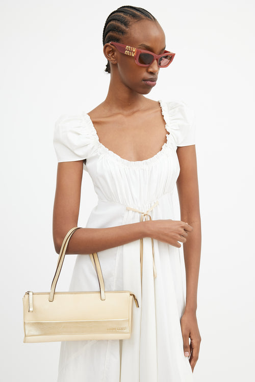 Miu Miu Cream & Gold Leather Shoulder Bag