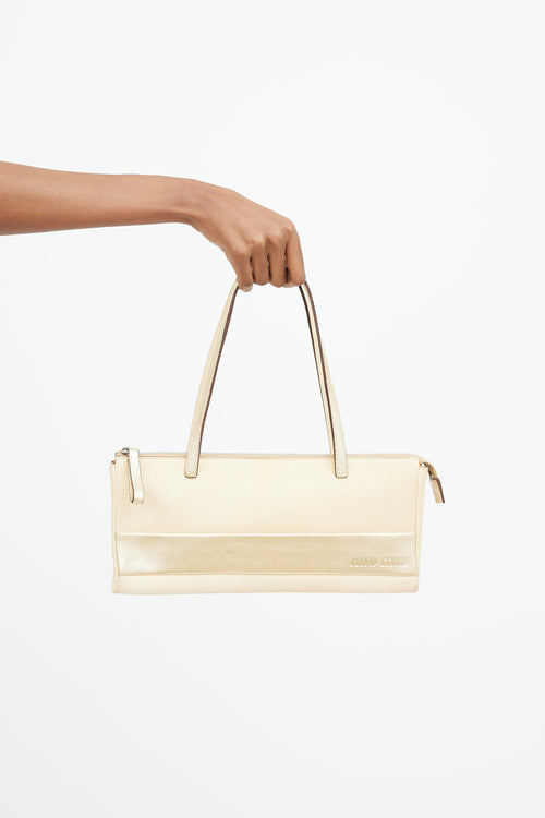Miu Miu Cream & Gold Leather Shoulder Bag