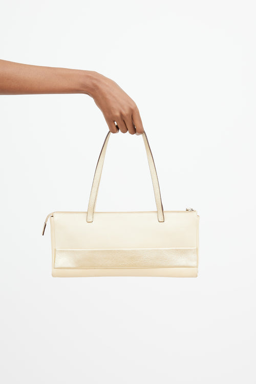 Miu Miu Cream & Gold Leather Shoulder Bag