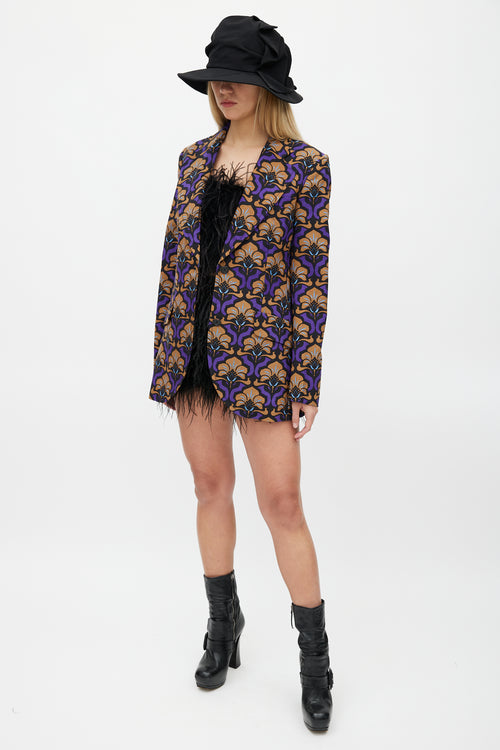 Miu Miu Fall 2012 Brown & Purple Floral Blazer