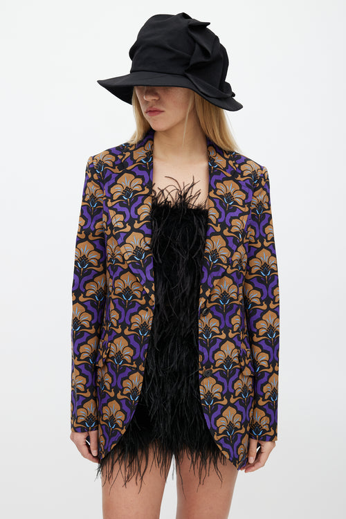Miu Miu Fall 2012 Brown & Purple Floral Blazer