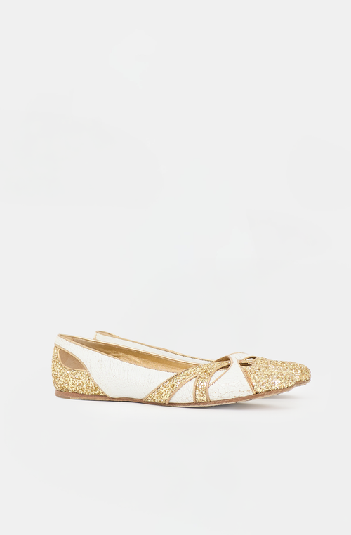 Miu Miu Glitter Leather Cut Out Flat