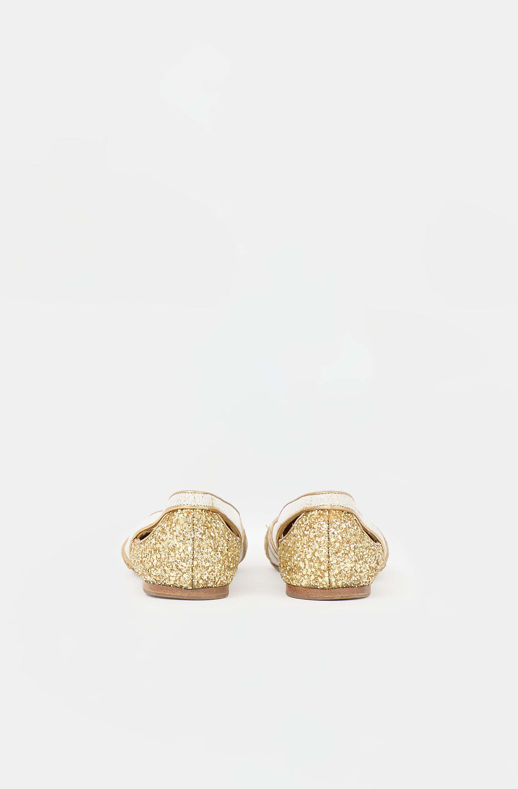 Miu Miu Glitter Leather Cut Out Flat