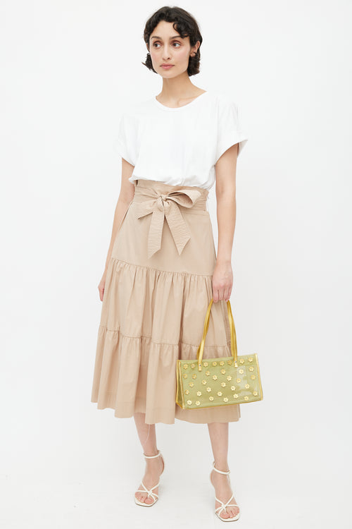 Miu Miu Green & Gold Mesh Floral Shoulder Bag