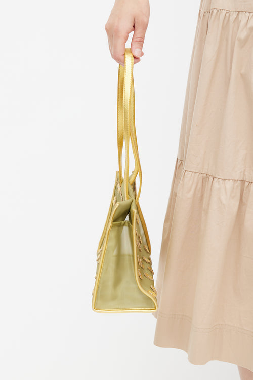Miu Miu Green & Gold Mesh Floral Shoulder Bag