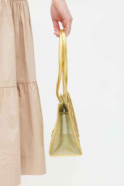 Miu Miu Green & Gold Mesh Floral Shoulder Bag