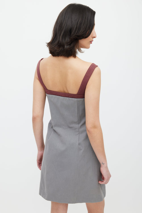 Miu Miu Grey & Red Smocked Dress