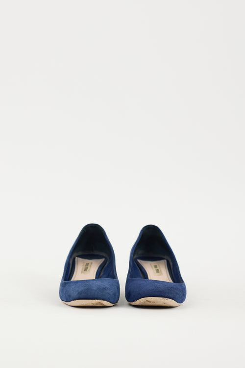 Miu Miu Navy & Silver Suede Jewel Pump