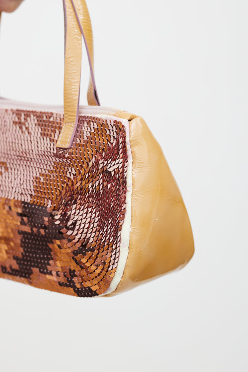 Miu Miu Orange & Pink Patent Sequin Bag