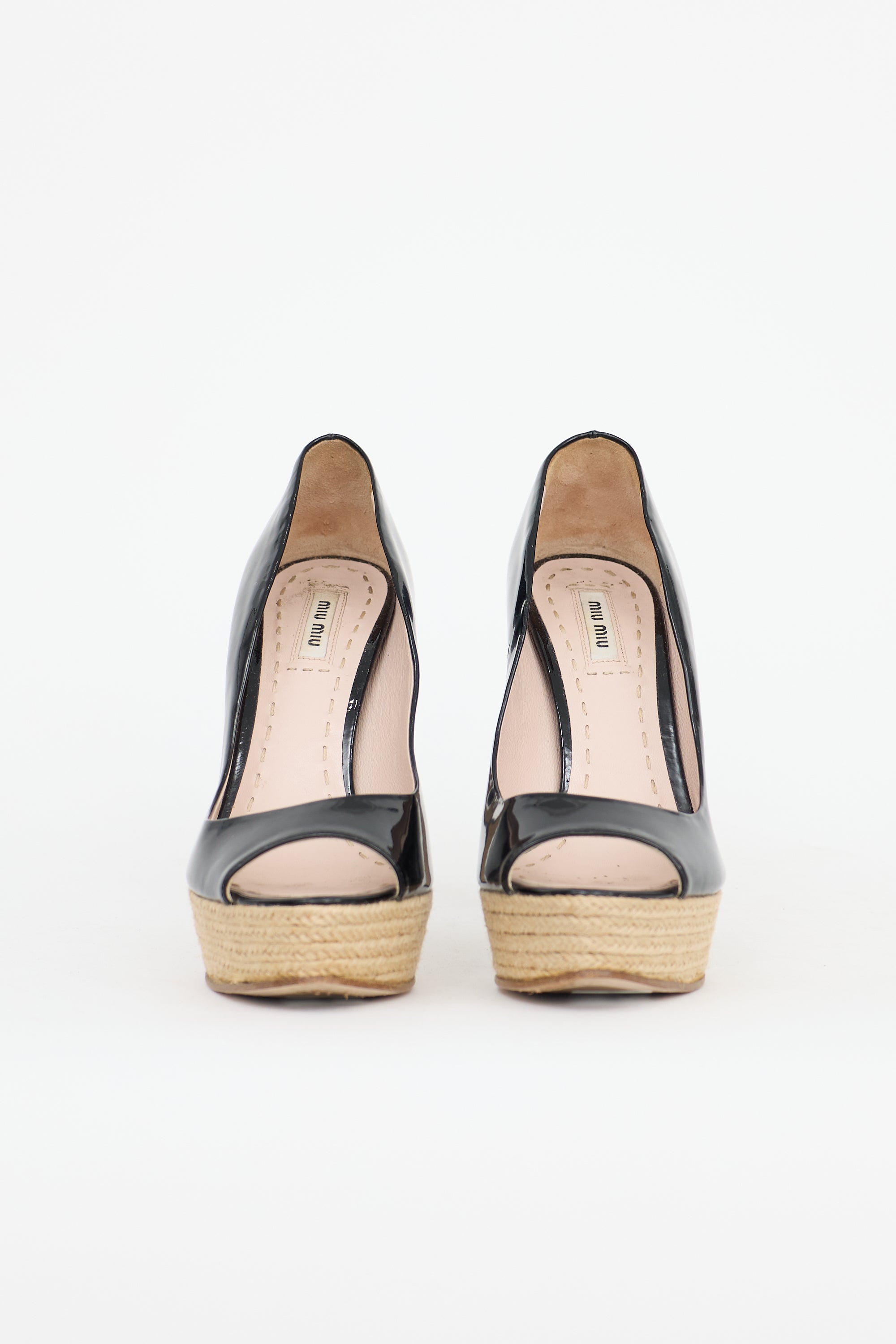 Miu Miu Patent & Jute Platform Pump