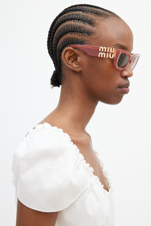 Miu Miu Pink & Gold SMU09W Geometric Cat Eye Sunglasses