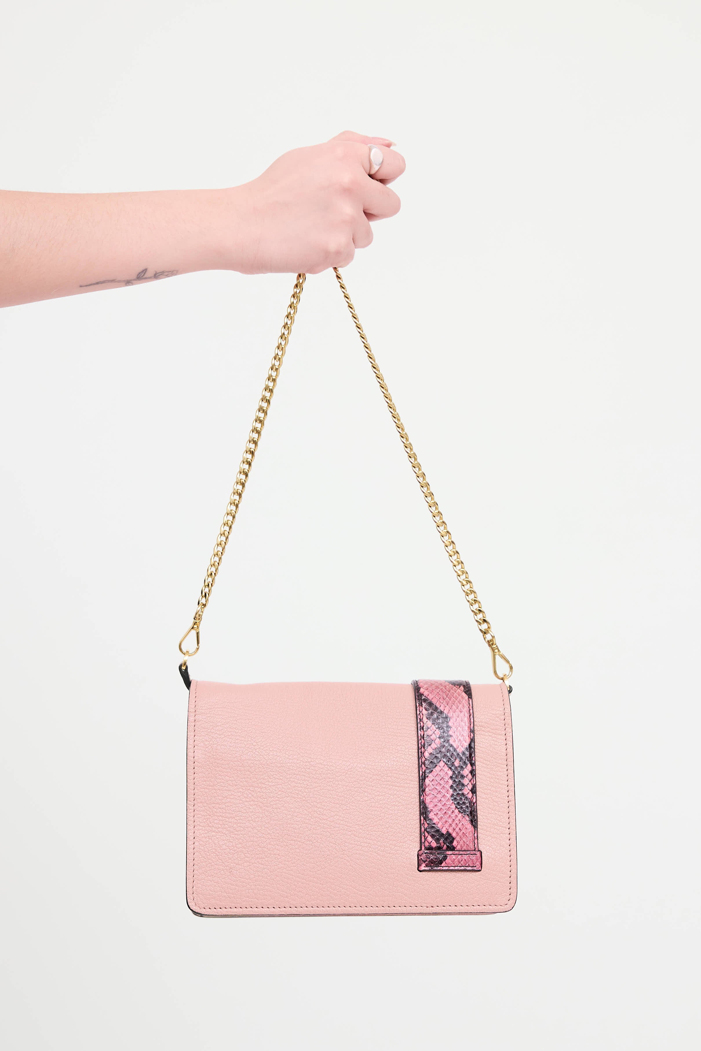 Embossed Crystal Chain Bag