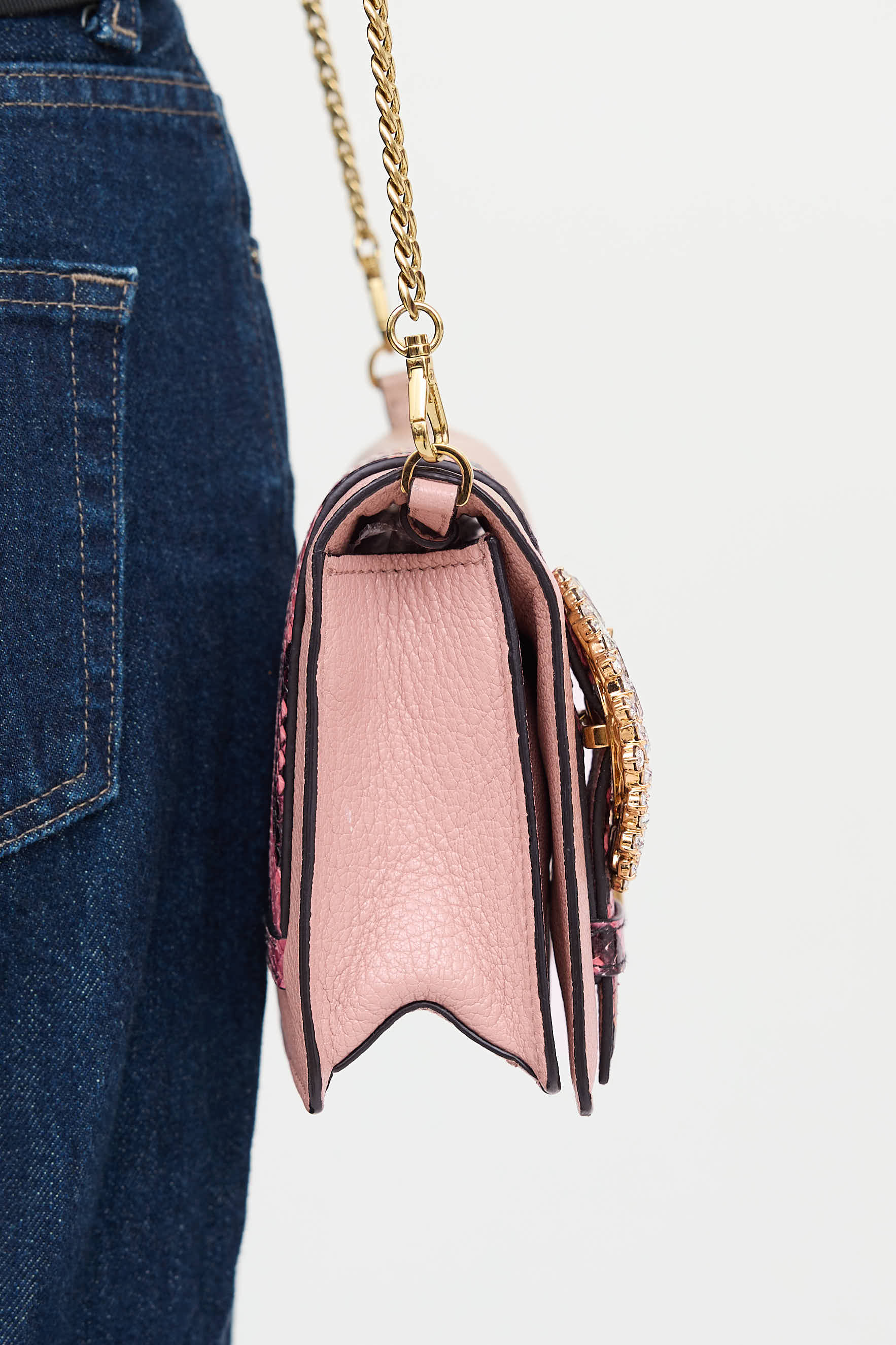 Embossed Crystal Chain Bag