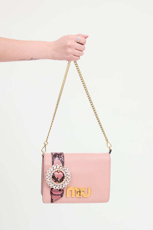 Embossed Crystal Chain Bag