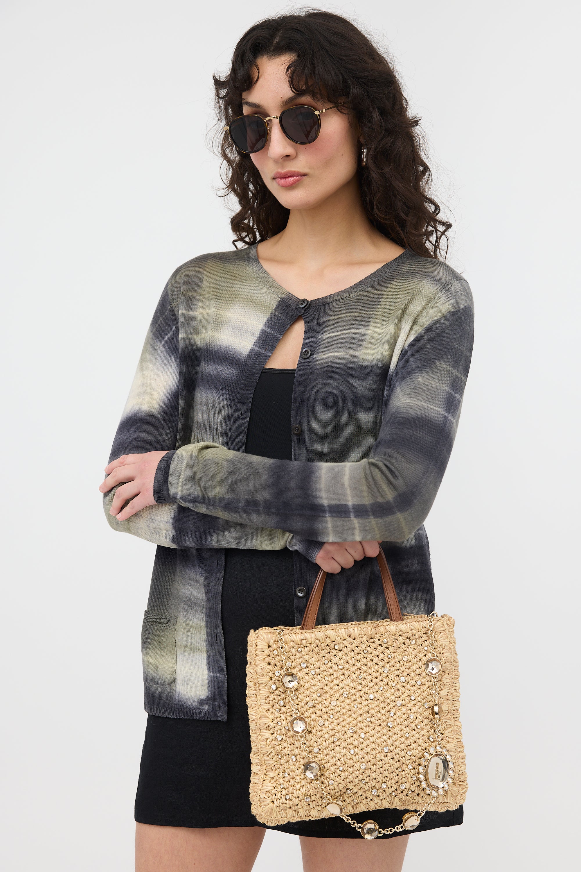 Miu Miu Raffia & Crystal Bag