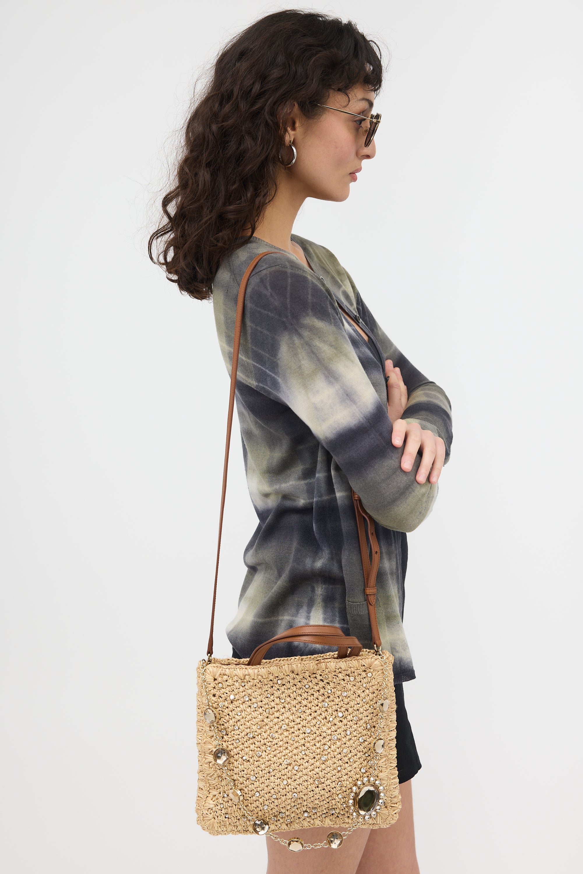 Miu Miu Raffia & Crystal Bag