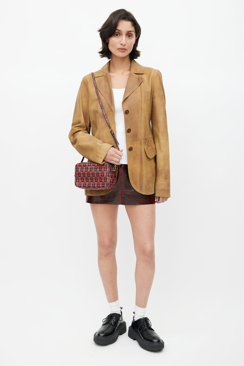 Miu Miu Red & Black Madras Camera Bag