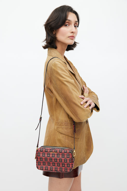 Miu Miu Red & Black Madras Camera Bag