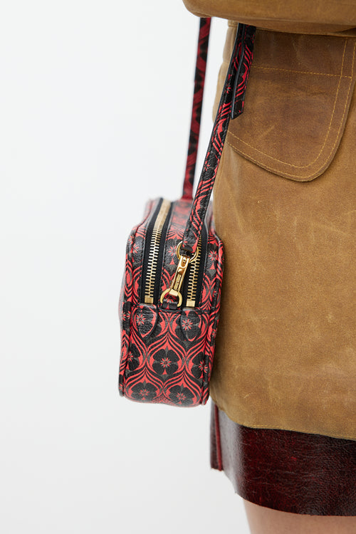 Miu Miu Red & Black Madras Camera Bag