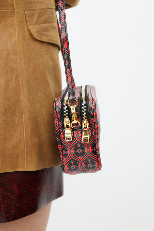 Miu Miu Red & Black Madras Camera Bag
