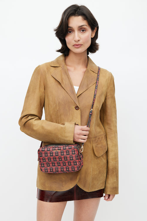 Miu Miu Red & Black Madras Camera Bag