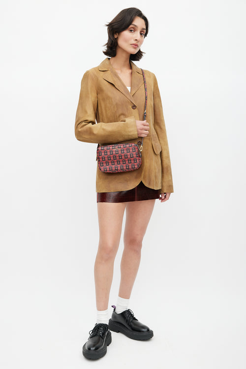 Miu Miu Red & Black Madras Camera Bag