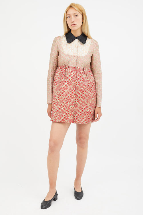 Miu Miu Red & Multicolour Metallic Brocade Jacket