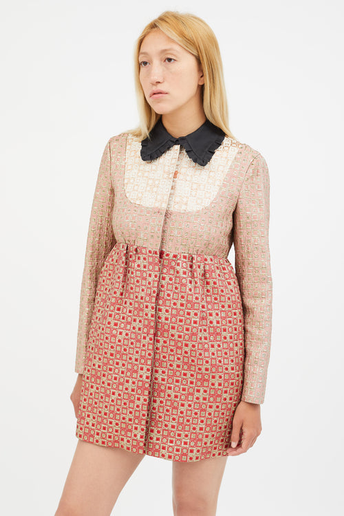 Miu Miu Red & Multicolour Metallic Brocade Jacket