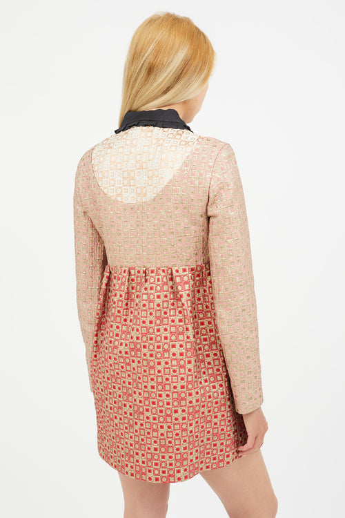 Miu Miu Red & Multicolour Metallic Brocade Jacket