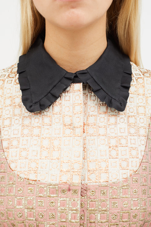 Miu Miu Red & Multicolour Metallic Brocade Jacket