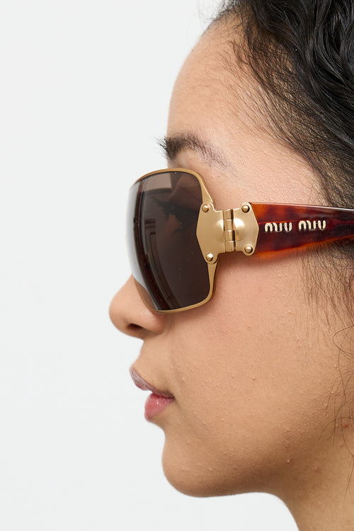 Miu Miu Brown & Gold SMU51G 7FS-3N1 Sunglasses