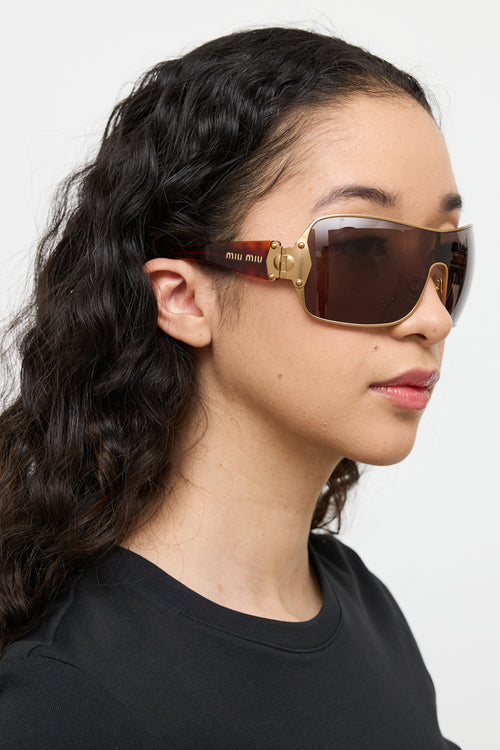 Miu Miu Brown & Gold SMU51G 7FS-3N1 Sunglasses