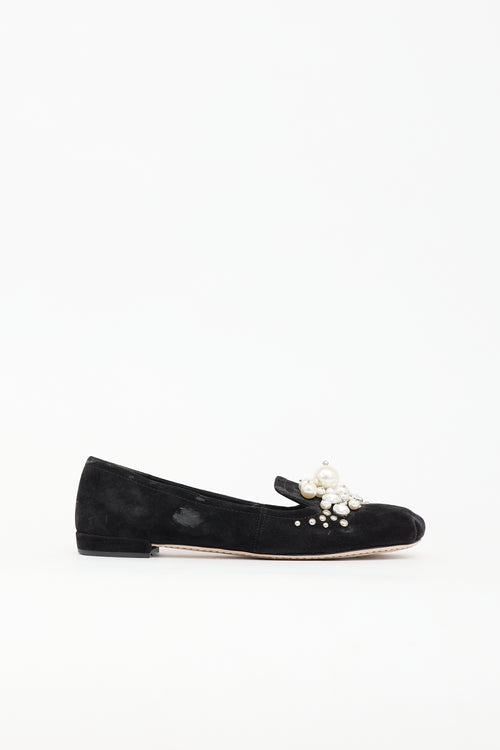 Miu Miu Suede Embellished Flat