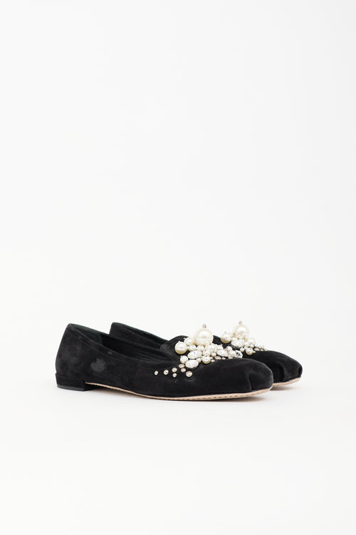 Miu Miu Suede Embellished Flat